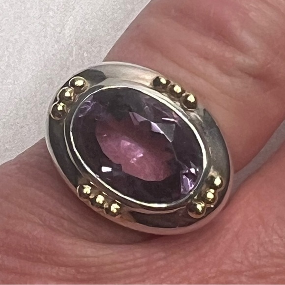 sterling silver Jewelry - Sterling silver & 18kt gold accented amethyst ring! 7.5